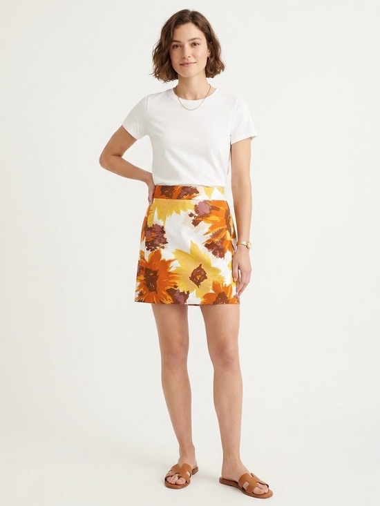 J. Crew Dresses & Skirts - J.Crew Sunflower Orange Brown Floral Mini Skirt with Pockets Vacation Retro Sz 2